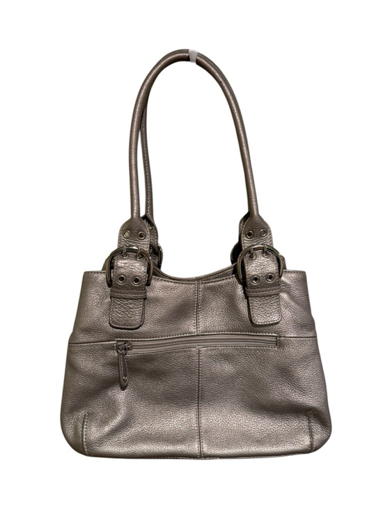 Tignanello Handbags - Tignanello 100% Leather Pewter Metallic Double-Handle Bag - Immaculate Interior
